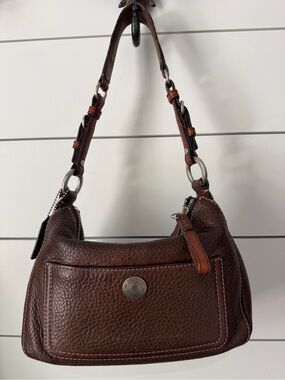 Coach Chelsea Hobo in brown leather with pink stitching